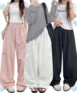 Two-way/6-color modern rustling cargo wide pants