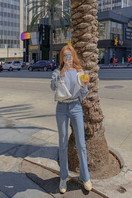 Rose denim date pants