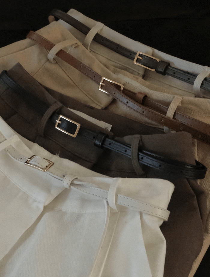 Slim old money style leather belt 4 colors 腰带