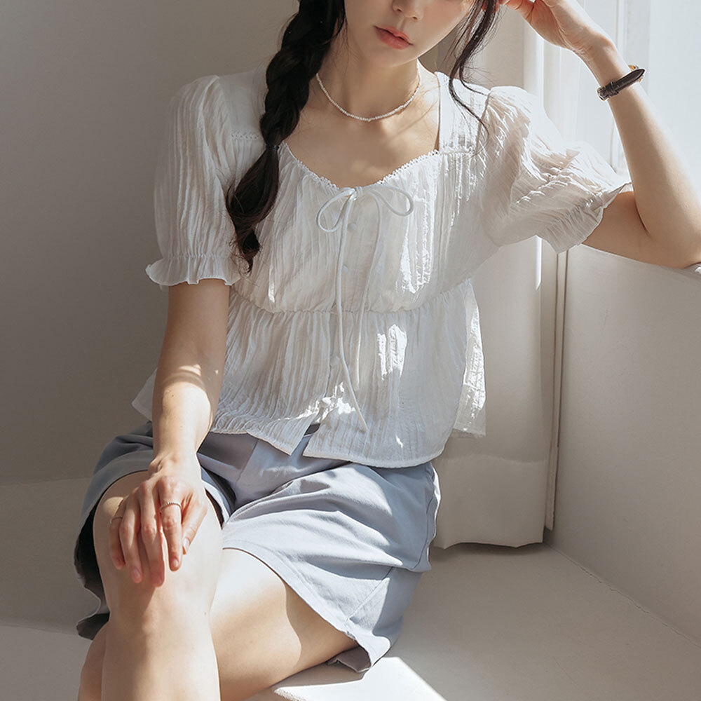 Andyson 襯衫吊帶短版半身襯衫