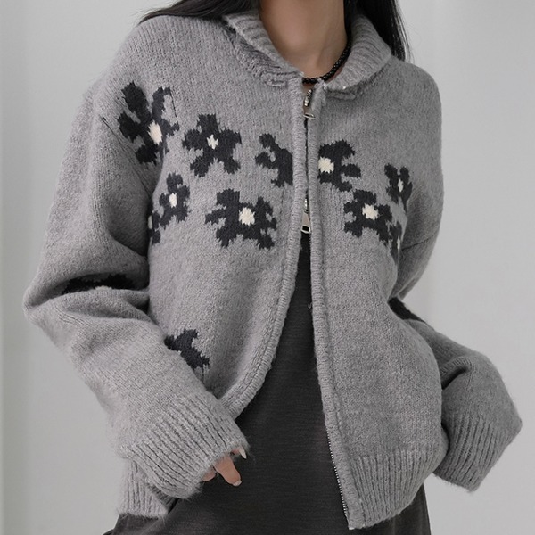 Kenzi Flower Two Way Knitwear Zip-up Zip-up