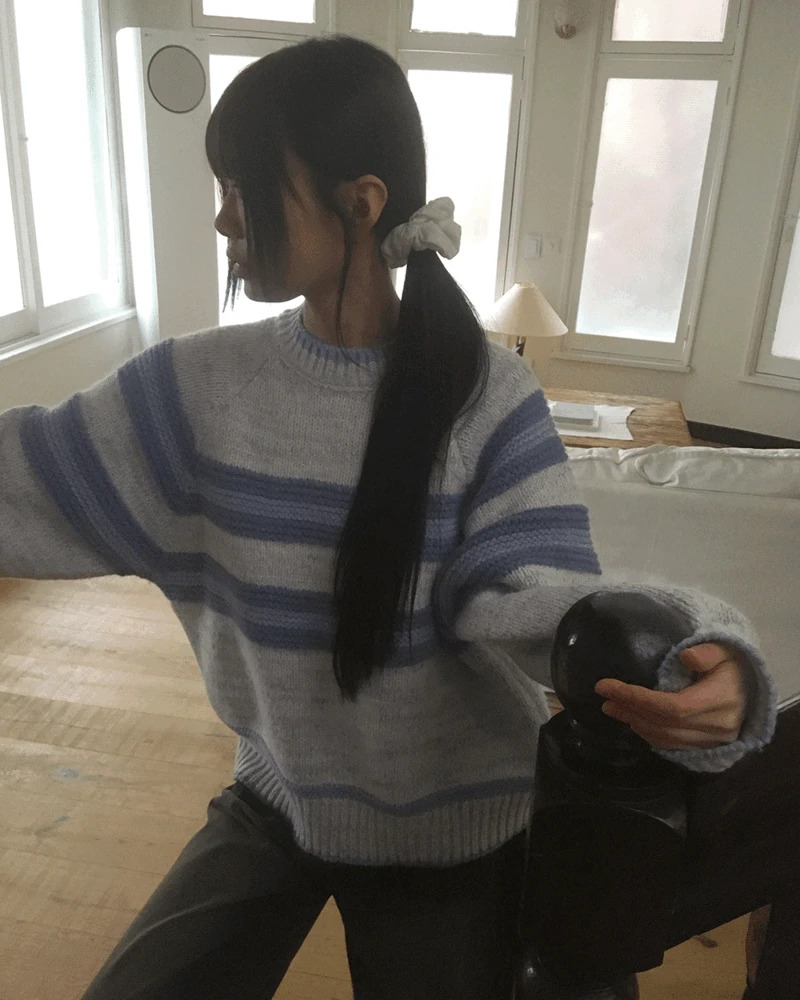 Hasul Bocashi Stripe A-Line Knitwear 针织衫