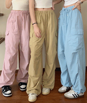 D-ring nylon cargo pt (rustling, string, summer pants, anorak, windbreaker material) 長褲