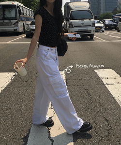 Community White Bijo Cargo Wide Pants