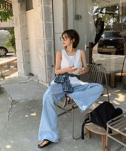 Keden side folding wide pants