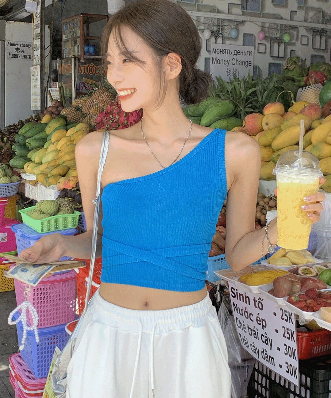 Pop Pop Strap Muffler Water Bomb Drenching Show One Shoulder Sleeveless 
