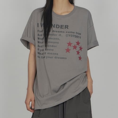 Colorblock Wonder Lettering Short Sleeve T-Shirt TS035