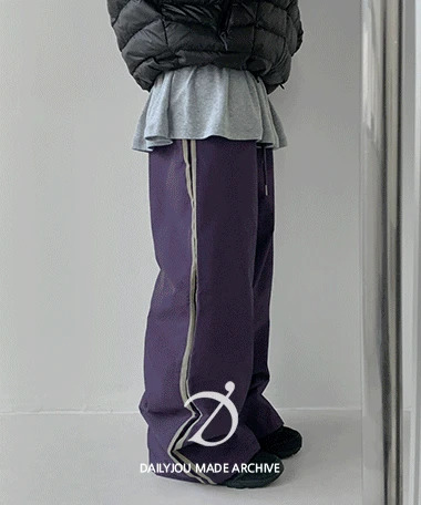 Memento nylon string wide Fleece-lined track pants 长裤