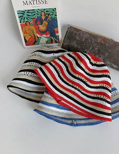 ウェーブ配色4パンチングバケットハット