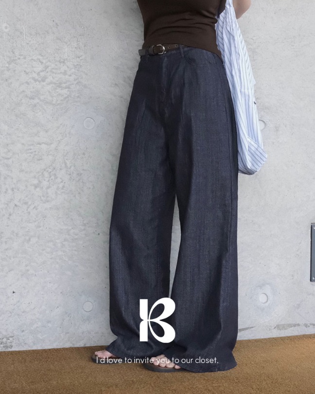 Summer Non-Fade Raw Wide Pants (Summer Denim) 牛仔裤