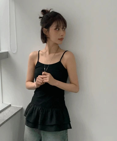 荷葉邊分層無袖背心
