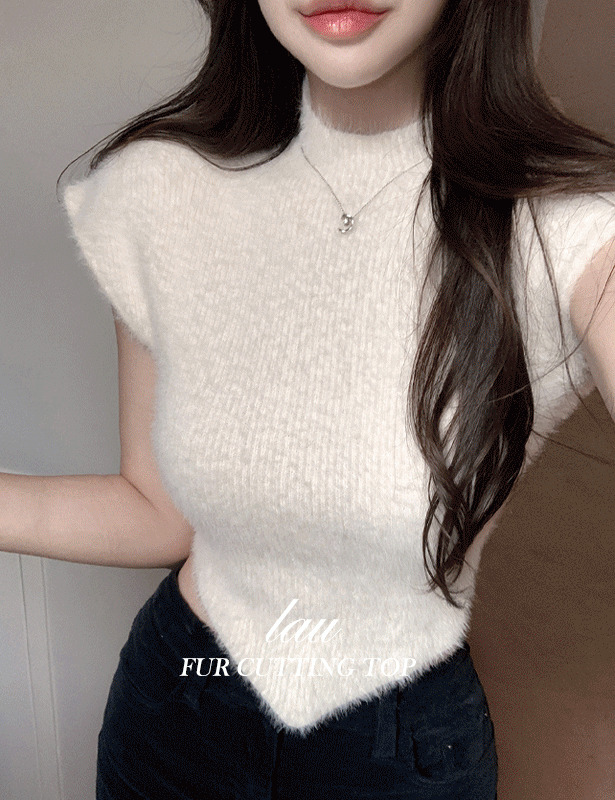 Rayu fur short sleeve knit 针织衫
