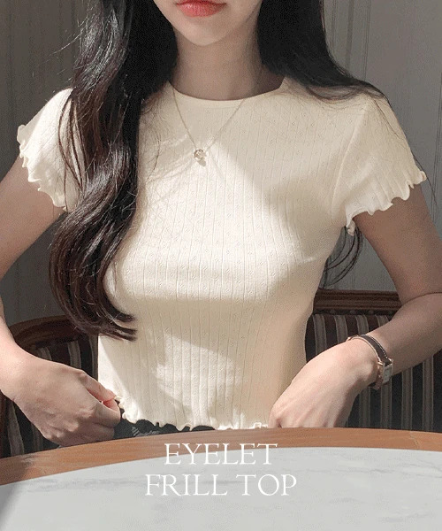 Moore Eyelet Cap Sleeve Short Sleeve T-Shirt 短袖上衣