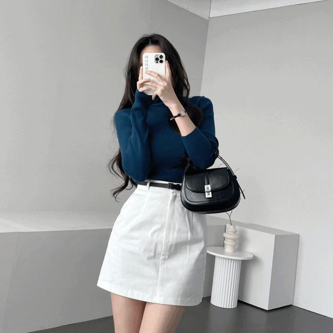 가나다란 탄탄한 하이웨스트 베이직 면 코튼 미니 스커트 3color