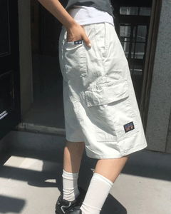 ツイ格子チェックパッチカーゴバミューダパンツ
