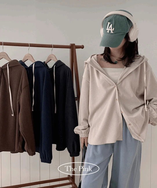 Andem Overfit Corduroy Hooded Shirt Shirt
