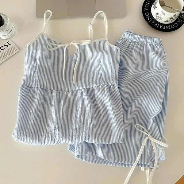 Lulu Stripe Summer Sleeveless Pajama Set