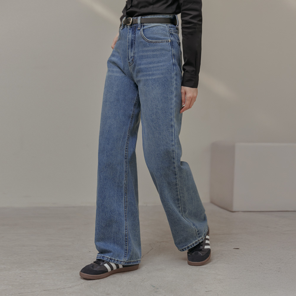 Nerobin Washed Wide Denim Pants