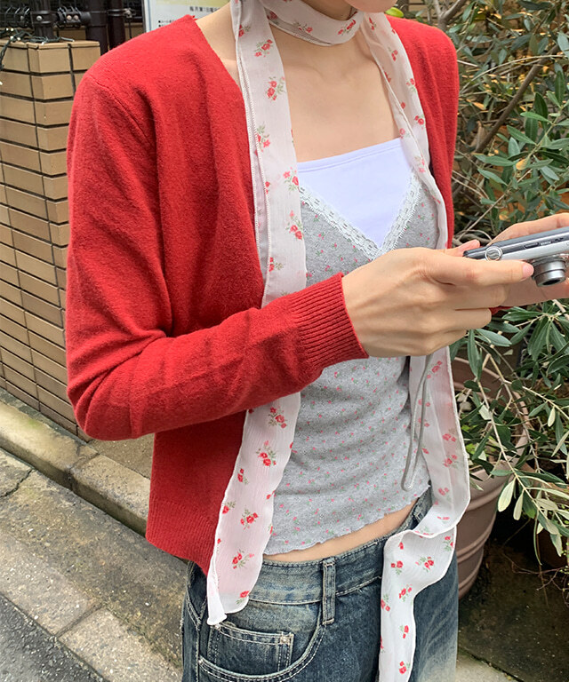 Thrilling flower pattern see-through tie muffler 配飾