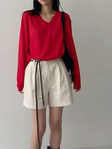Summer Viscose V-Neck Overfit Knitwear 