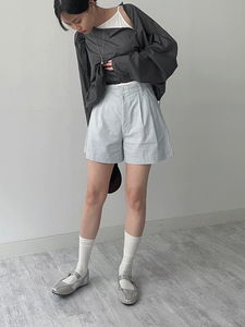 亞麻A字休閒寬短褲