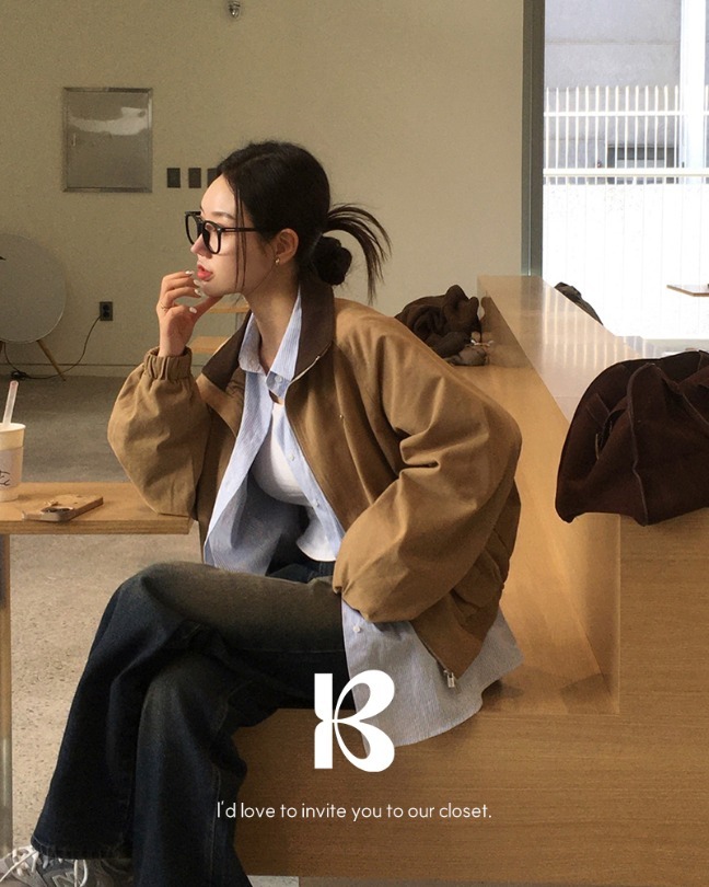 鬆緊配色兩穿翻領外套