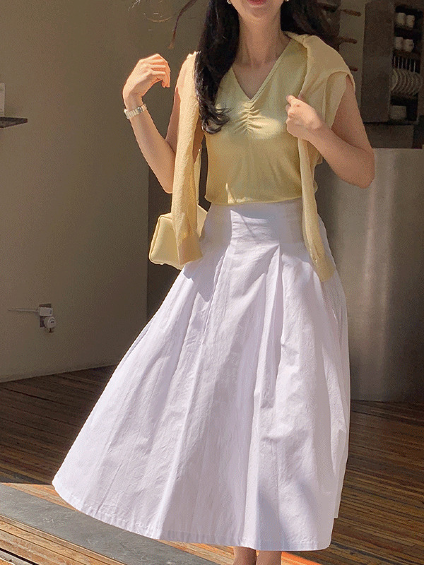#SummerCottonPinTuckFullSkirt