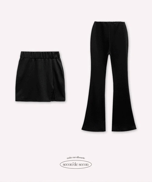 Linen Flared leggings + team miniskirt layered set 套装