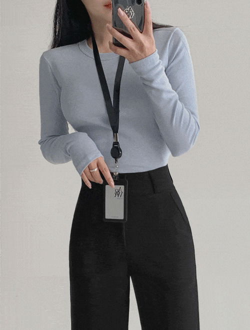Noev Round Slim Tea -11color 长袖上衣