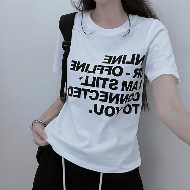 Online Lettering Printing Relax Fit Short Sleeve T-shirt 短袖上衣