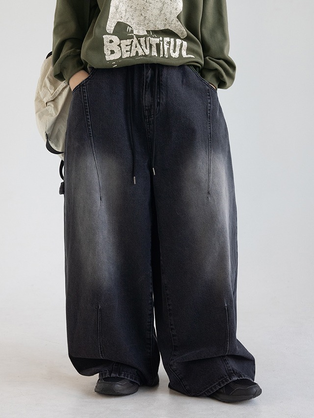 Big Size S-3XL Revit Split Cut Balloon Carpenter Patch Banding Denim Pants Jeans 牛仔裤