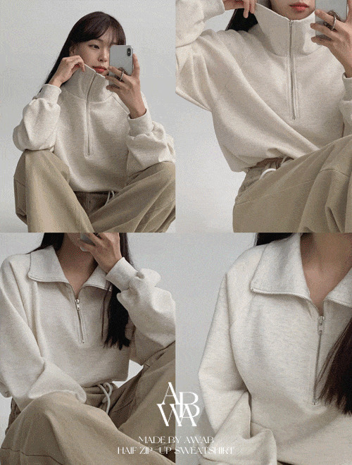 #AWABMADE:_Note half zip-up Sweatshirt -3color 长袖上衣