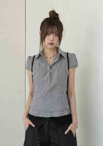 Beck Ribbon Sleeveless & Check Blouse