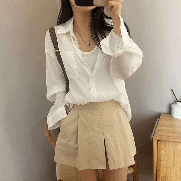 *살안타템* 나시+셔츠set 여름 긴팔 셔츠남방 (2color)