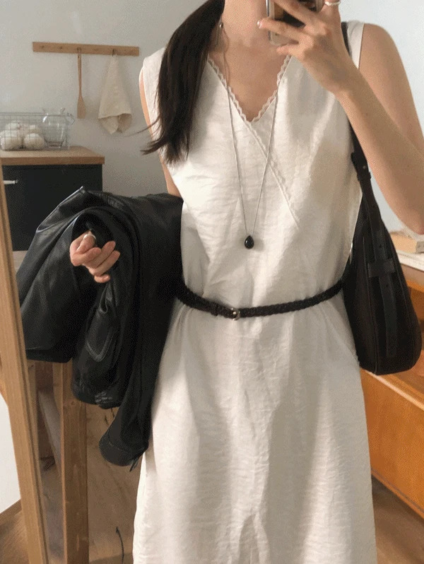 Onyx drop long necklace 項鍊