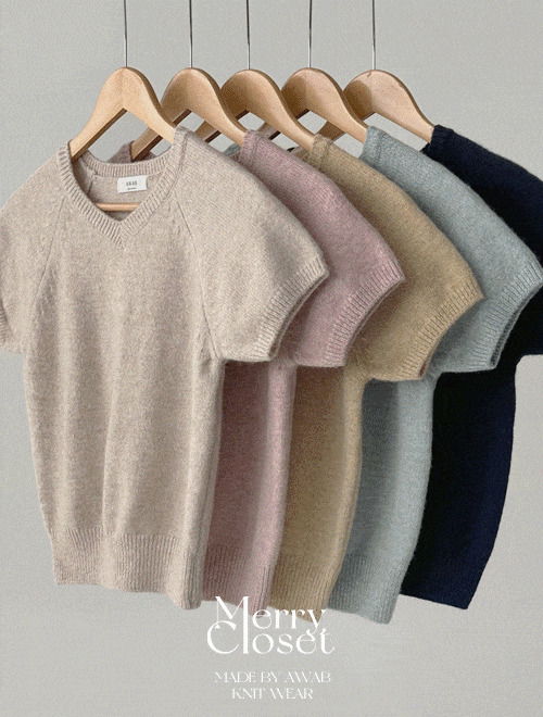 #AWABMADE:_MerryCloset.Anjuul Short Sleeve Knitwear -kint/5color 短袖上衣