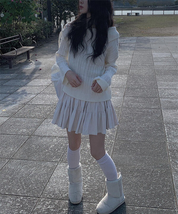 絨面革康康迷你短裙