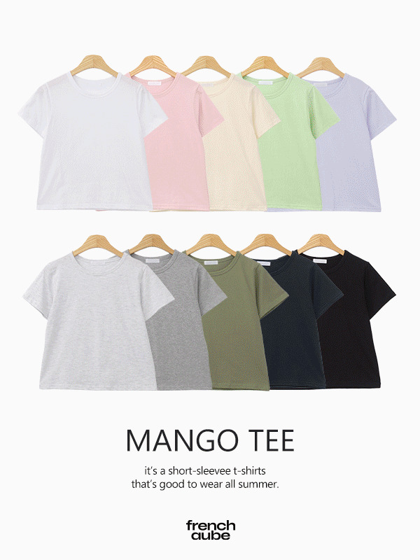 Mango Round Neck Summer Daily Basic Cotton Spandex Short Sleeve T-shirt 短袖上衣