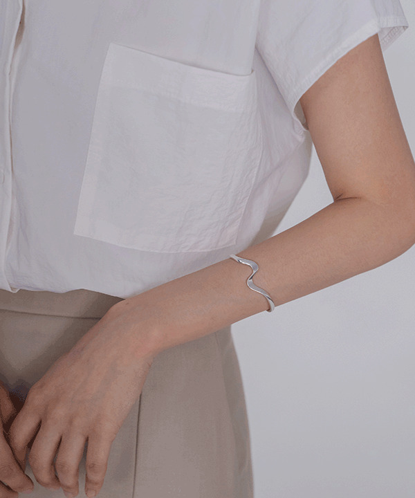 Wave silver bangle bracelet 手鐲