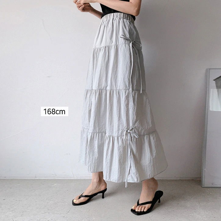 Ribbon Cancan 2 Banding Rustling Long Skirt