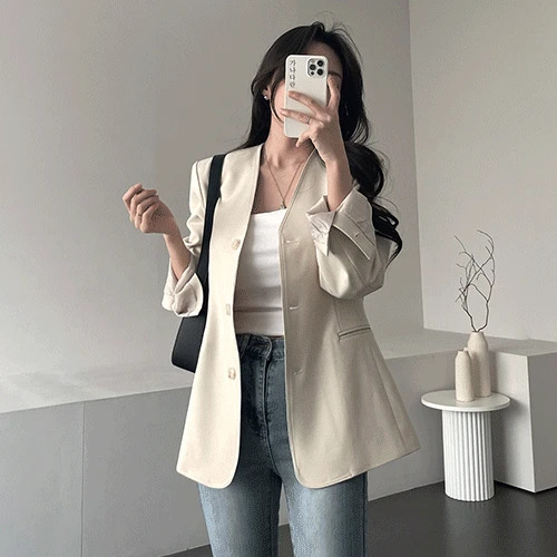 Ganadaran Viaz Nokara V-Neck Line Three Button Pocket Single Jacket 2 Colors 夹克