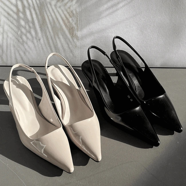 Ganadaran Sherry Enamel Mid Heel Shoes Pumps Stiletto Heel 2color 跟鞋