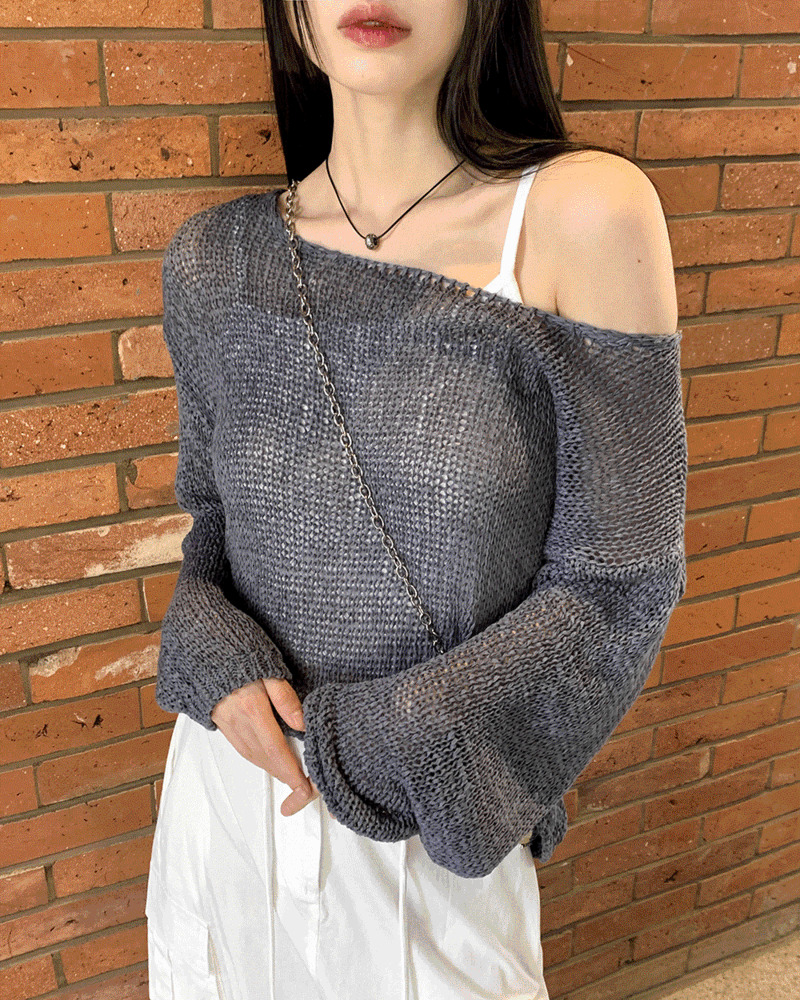 Joel Boat Neck Net Net Long Sleeve Knitwear 针织衫