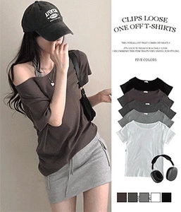 寬鬆剪裁單肩短袖T恤