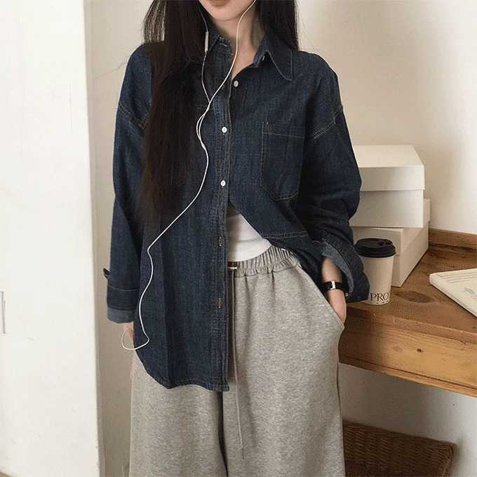 Tio Loose-fit denim shirt -2 colors 襯衫
