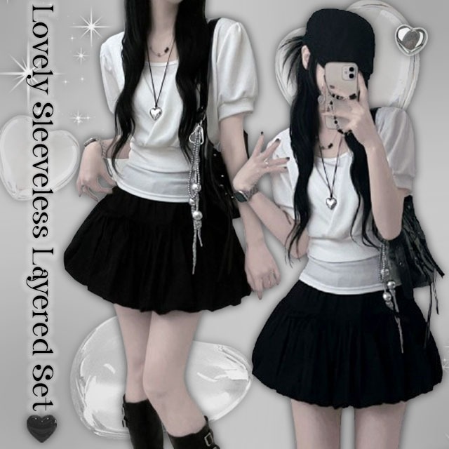 Elsa Square Sleeveless + Wrap Crop Short Sleeve Set 套裝