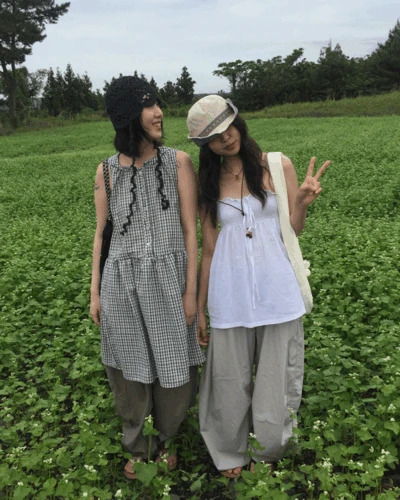 無袖格紋連帽洋裝