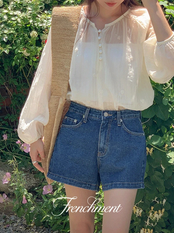 Meat denim summer Dark Blue Light Blue denim shorts pants Dark Blue M size excluded 短裤