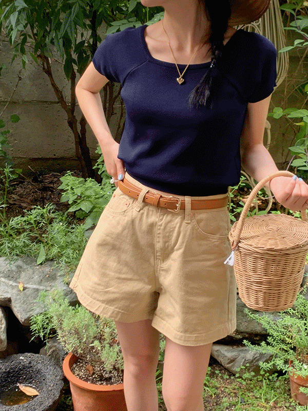 Ali Summer High Waist Cotton Shorts Pants 短裤