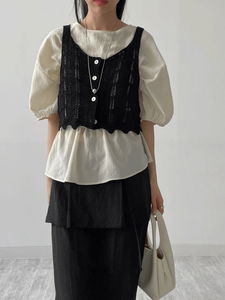 Punching See-Through Knitwear Vest